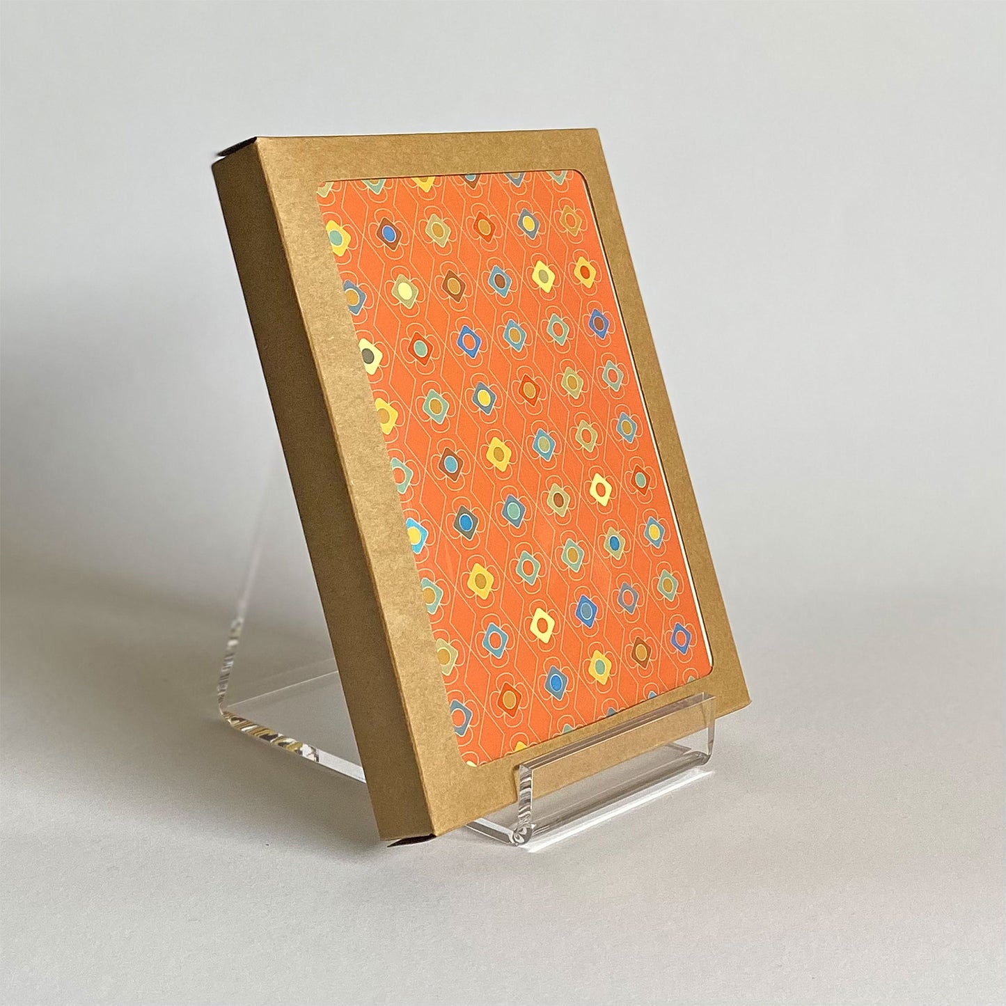 Productafbeelding, foto wenskaart "kleur carrousel oranje" gepresenteerd in zijn 10-Pack verpakking