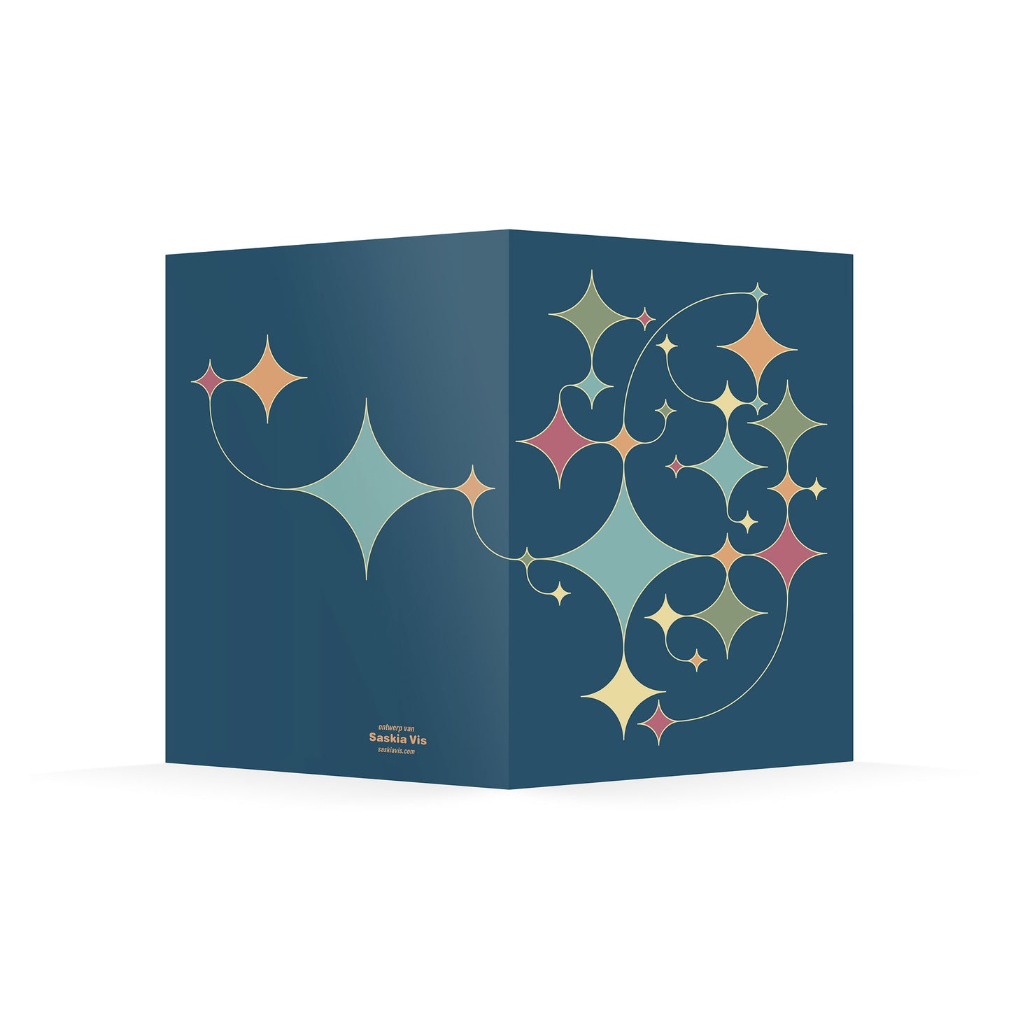 Productafbeelding, wenskaart "rising stars (blauw)" de achterzijde