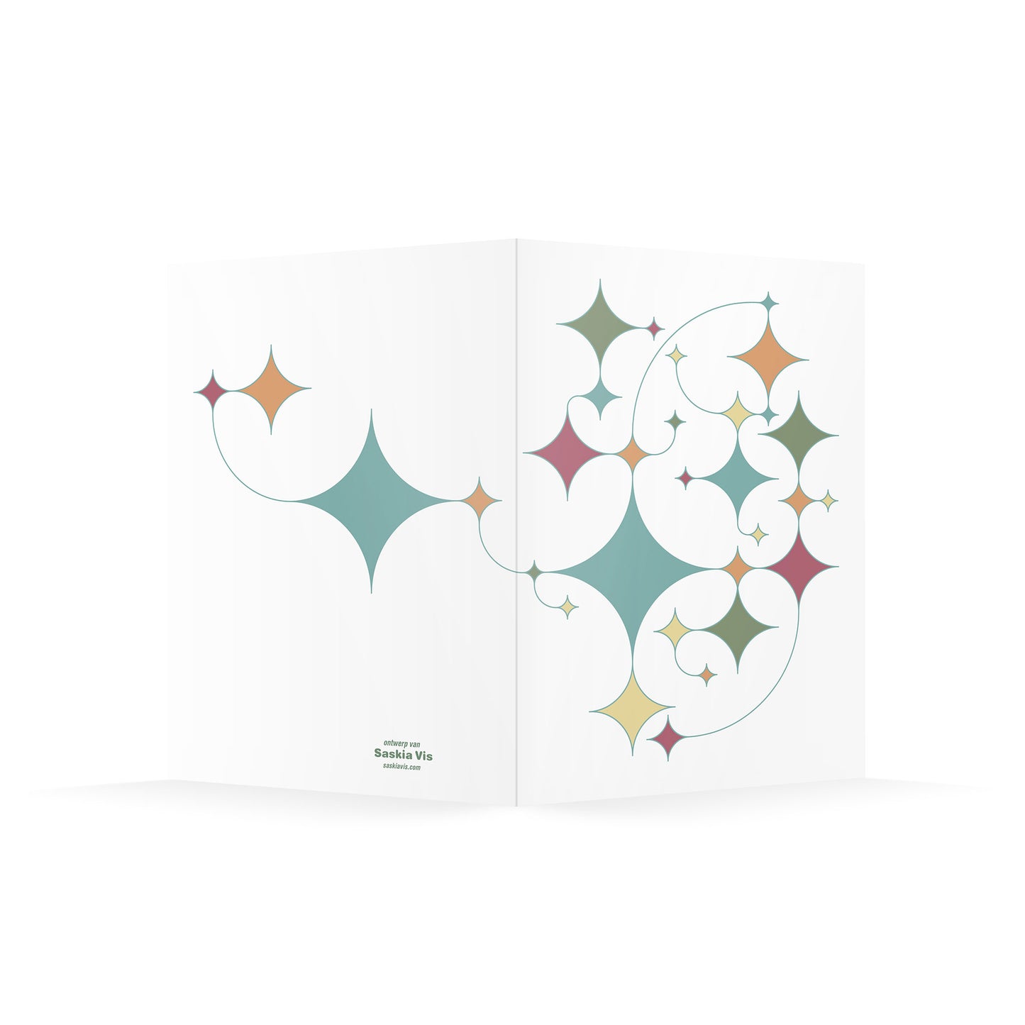 Productafbeelding, wenskaart "rising stars (wit)" de achterzijde