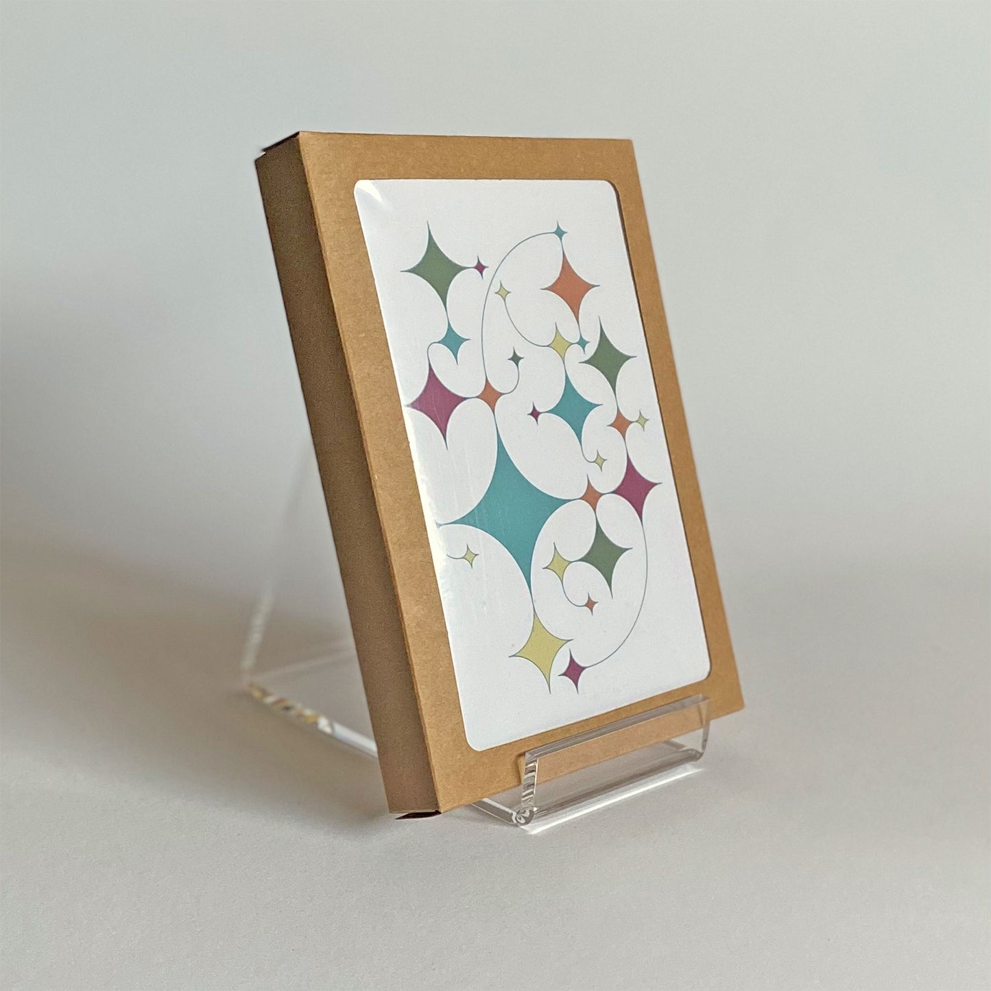 Productafbeelding, foto wenskaart "rising stars (wit)" gepresenteerd in zijn 10-Pack verpakking
