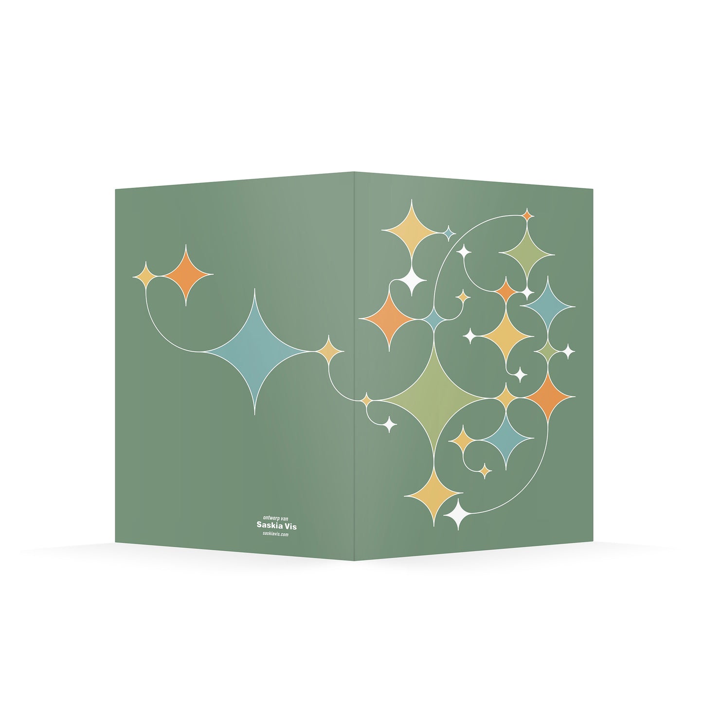 Productafbeelding, wenskaart "rising stars (donkergroen)" de achterzijde