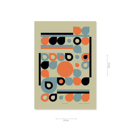 Productafbeelding, poster "jardin orange", met aanduiding van het formaat erop weergegeven 21 x 30 cm