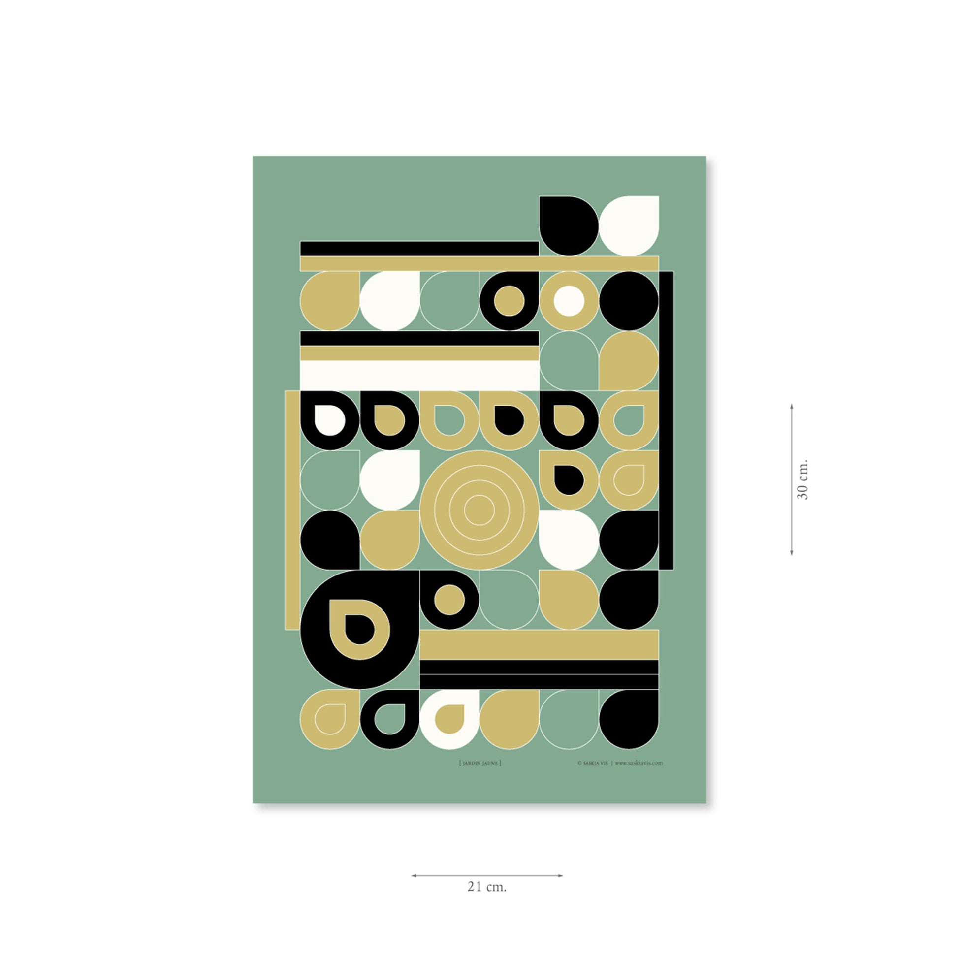 Productafbeelding, poster "jardin jaune", met aanduiding van het formaat erop weergegeven 21 x 30 cm