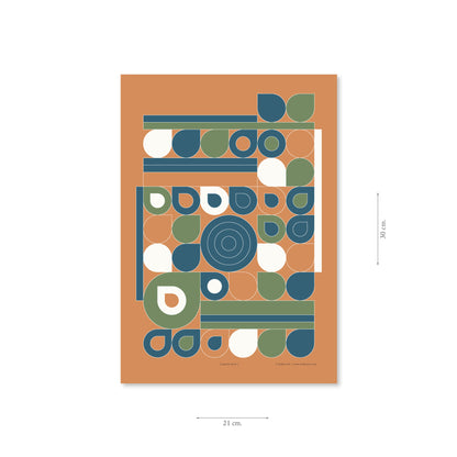 Productafbeelding, poster "jardin bleu", met aanduiding van het formaat erop weergegeven 21 x 30 cm