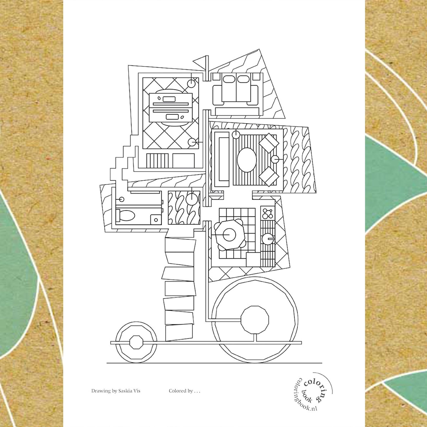 Productafbeelding, gratis te downloaden coloring page 'Blijven of gaan villa' Download nr. 1