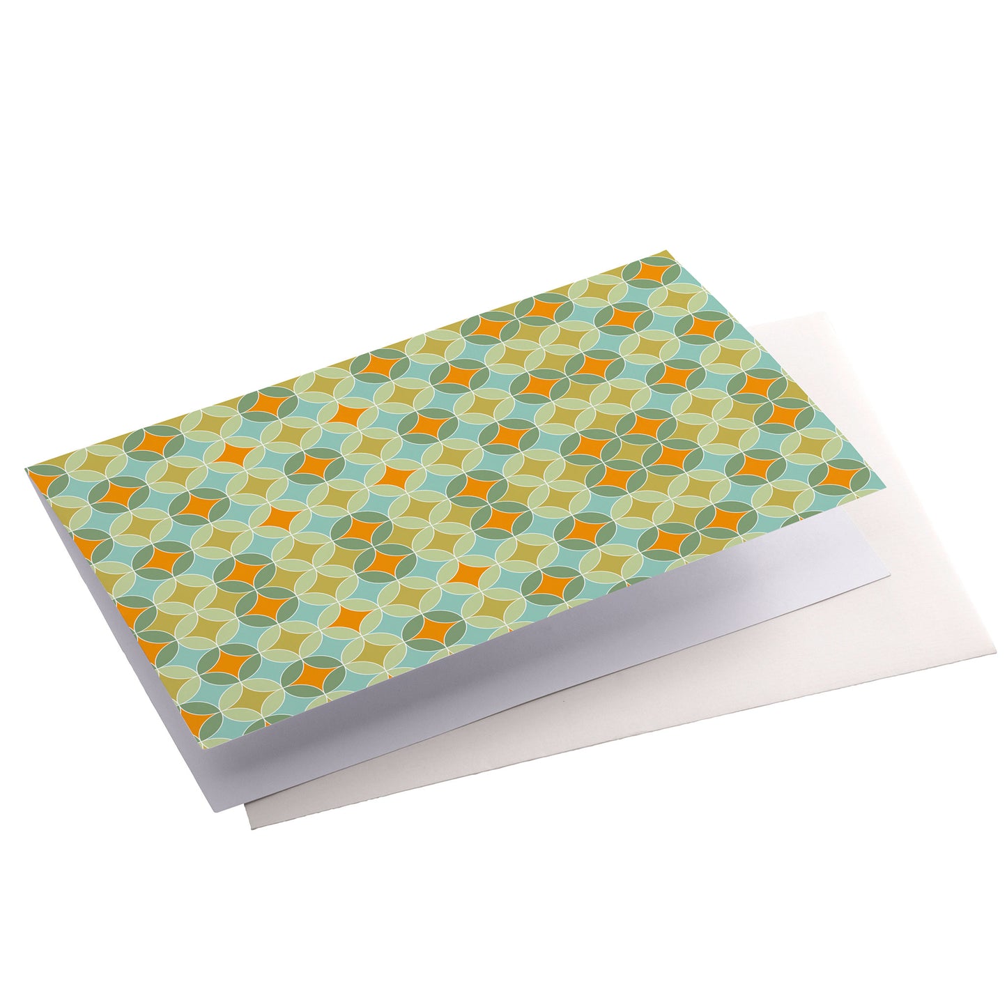 Productafbeelding, wenskaart "met stip en ster", zijaanzicht liggend met een envelop