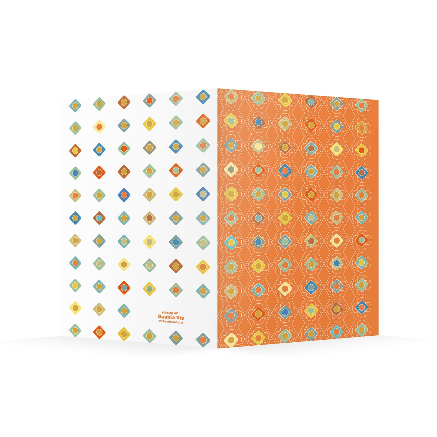 Productafbeelding, wenskaart "kleur carrousel oranje", de achterzijde