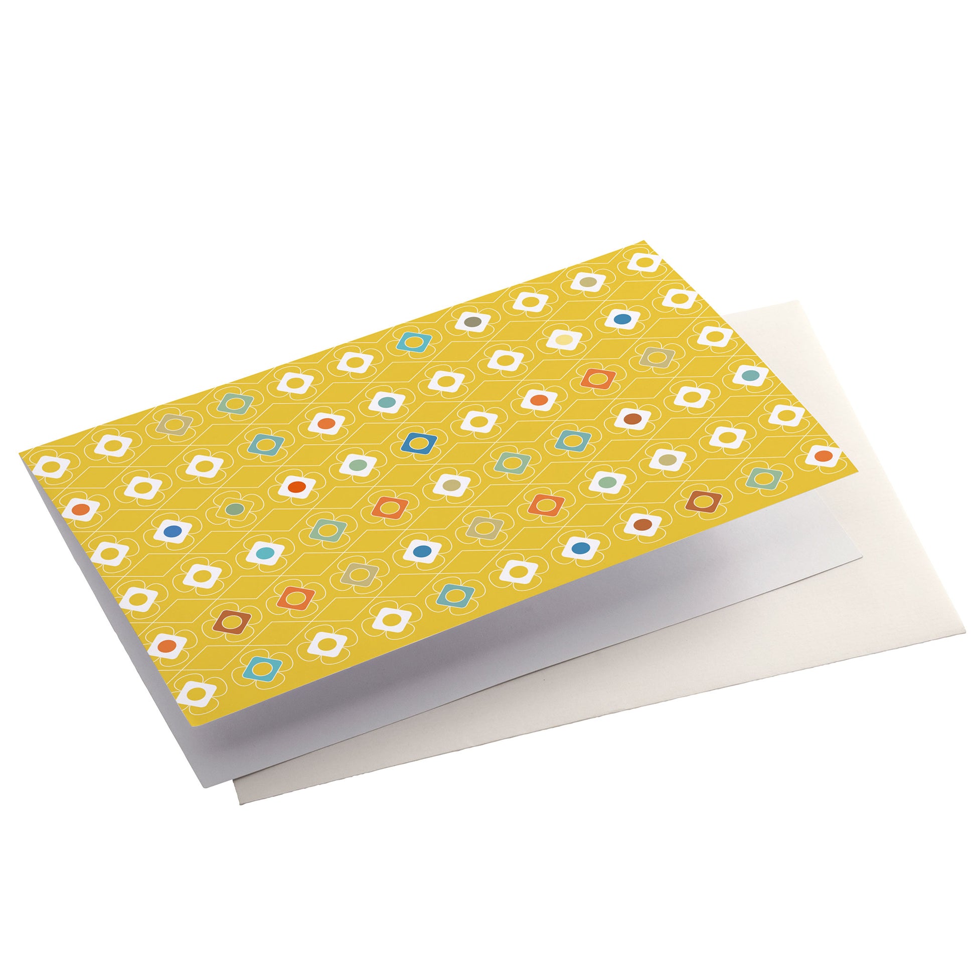 Productafbeelding, wenskaart "kleur carrousel geel", zijaanzicht liggend met een envelop