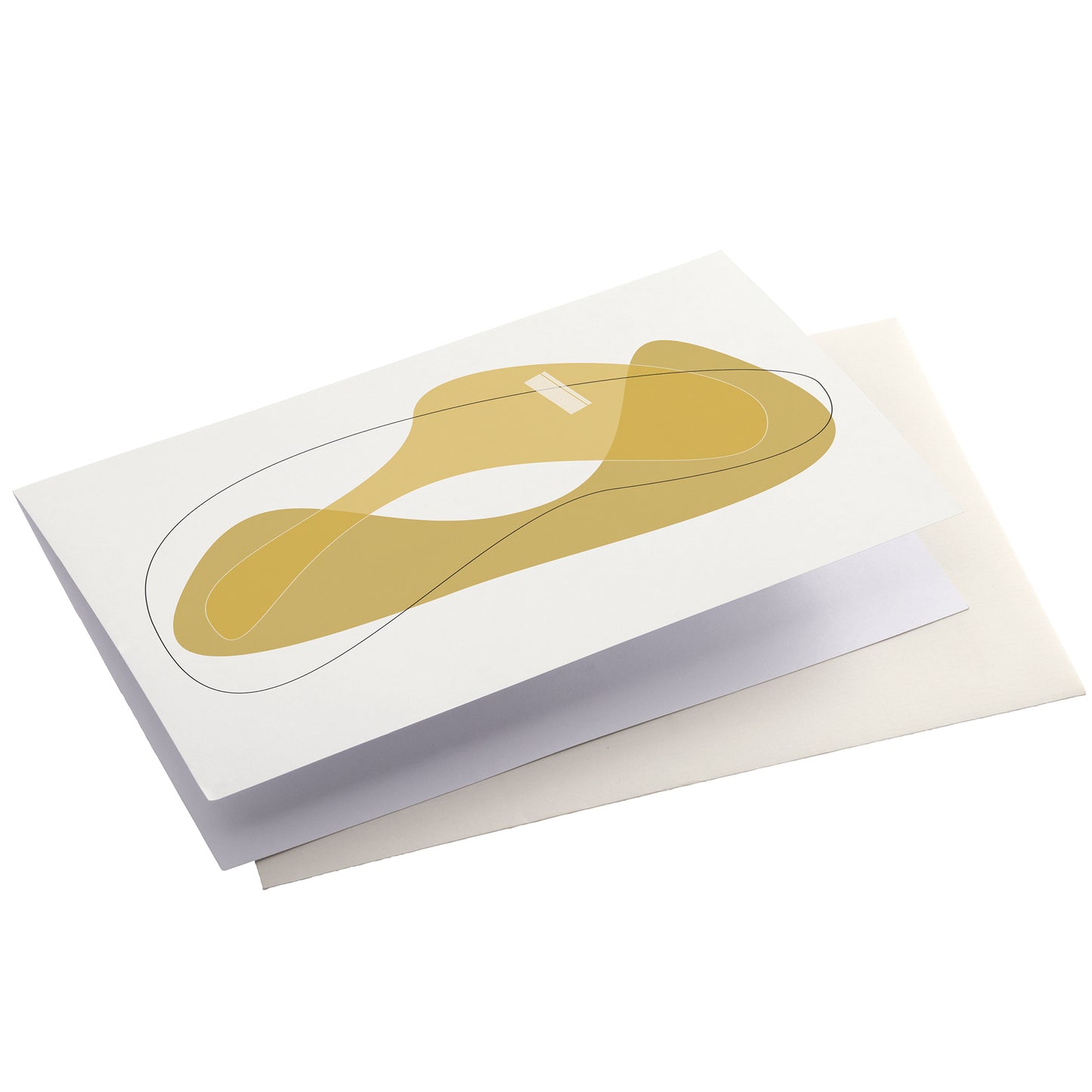 Productafbeelding, wenskaart "wensen in vorm 1", zijaanzicht liggend met een envelop