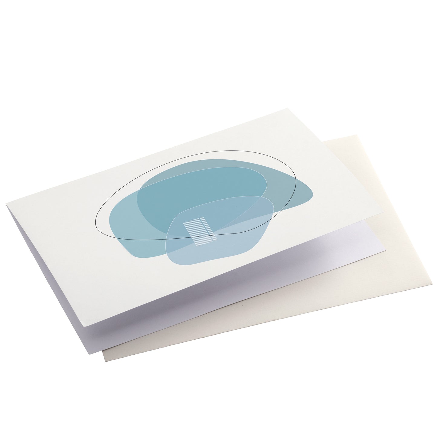 Productafbeelding, wenskaart "wensen in vorm 2", zijaanzicht liggend met een envelop