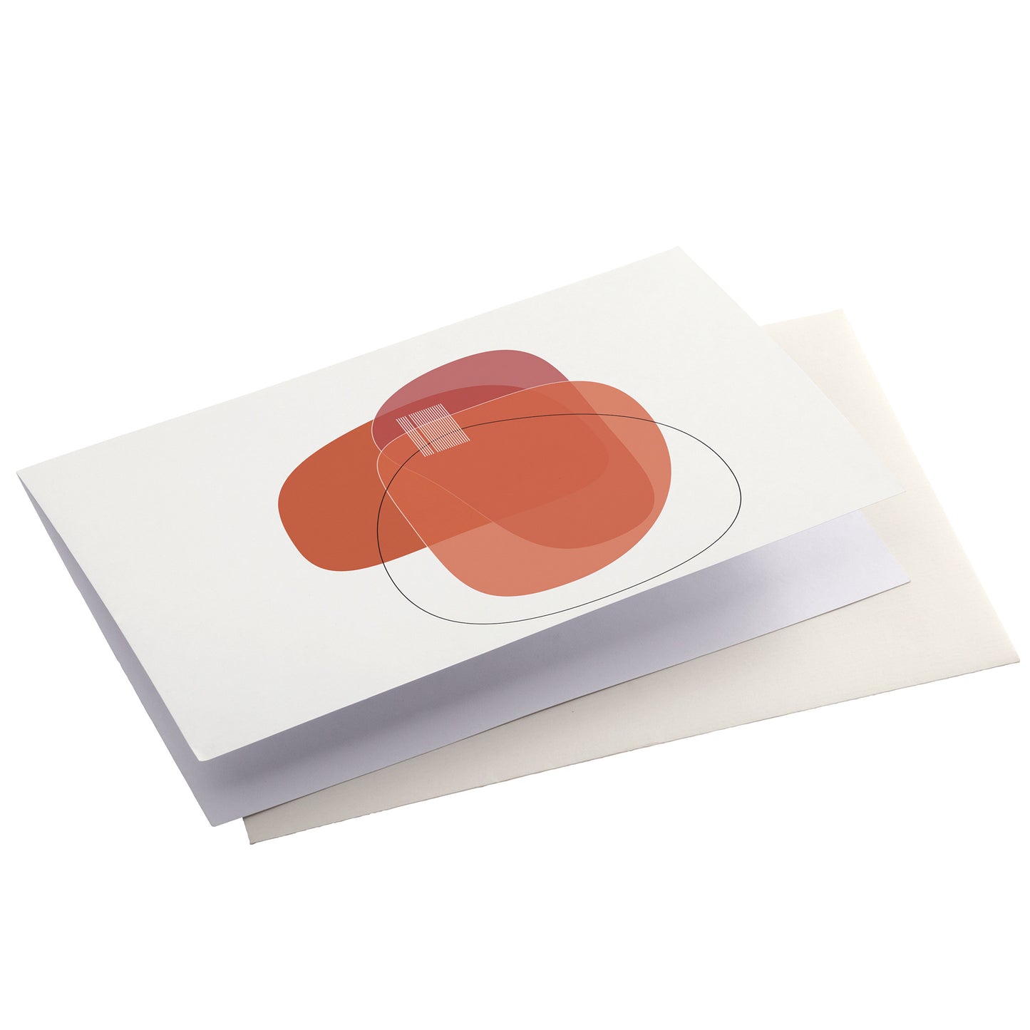 Productafbeelding, wenskaart "wensen in vorm 3", zijaanzicht liggend met een envelop