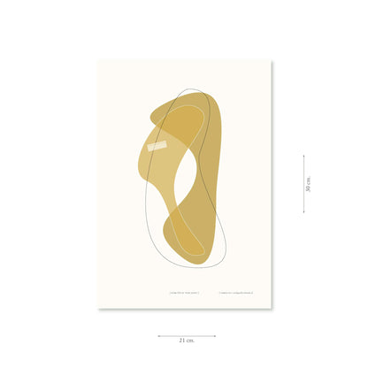 Productafbeelding, poster "vorm één in ocre jaune", met aanduiding van het formaat erop weergegeven 21 x 30 cm