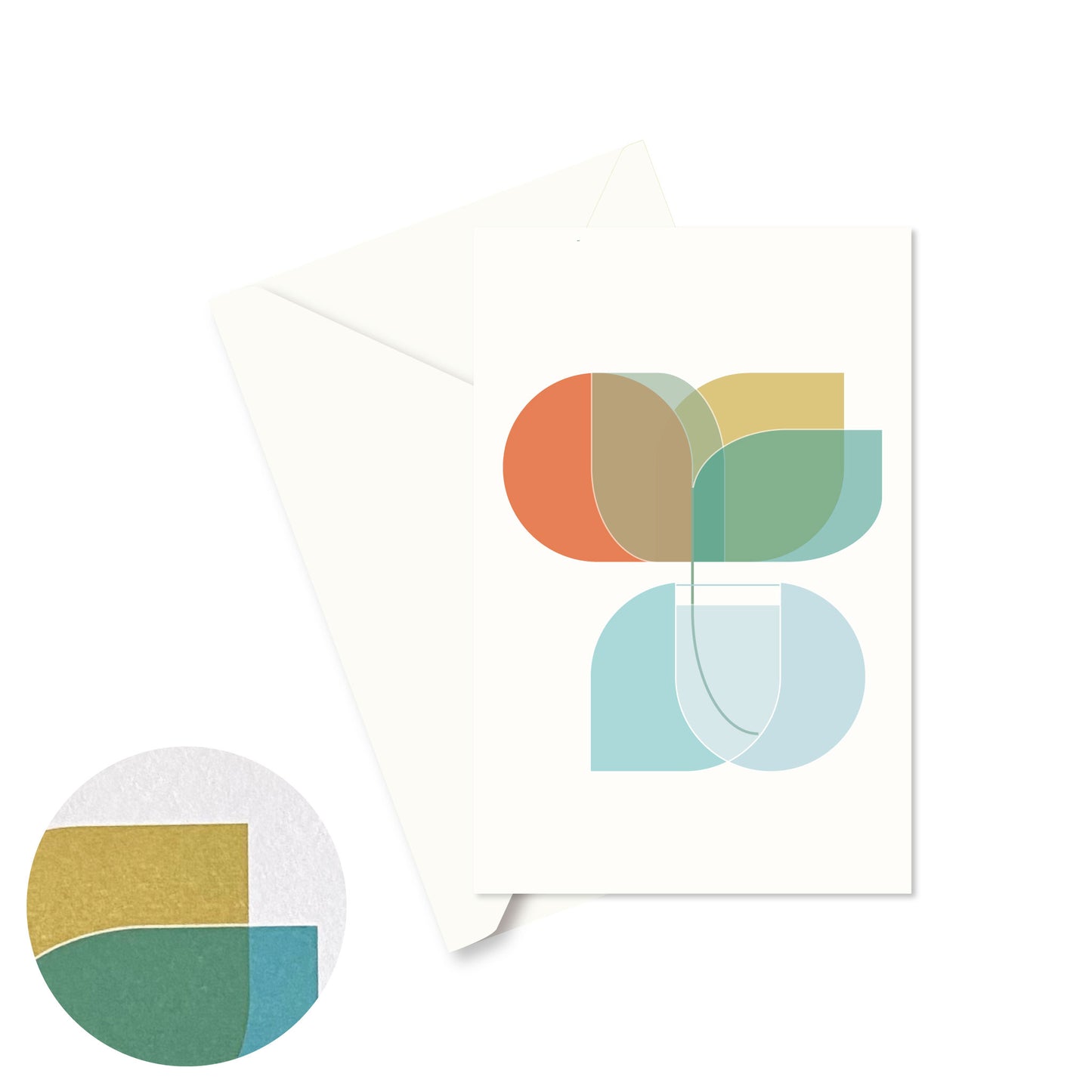 Productafbeelding, wenskaart "vaasje bloemen 1" de voorzijde met een envelop