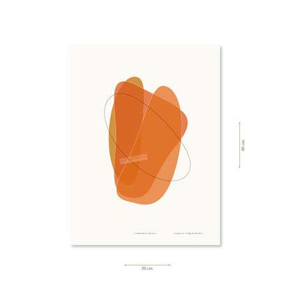 Productafbeelding, poster "vorm vier in orange", met aanduiding van het formaat erop weergegeven 30 x 40 cm