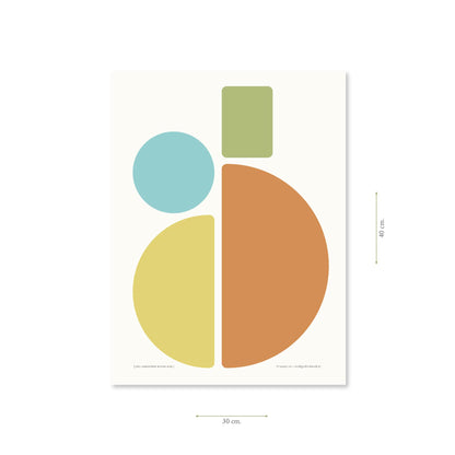 Productafbeelding, poster "een gekleurde ronde som", met aanduiding van het formaat erop weergegeven 30 x 40 cm