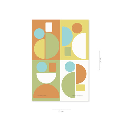 Productafbeelding, poster "alle sommen bij elkaar", met aanduiding van het formaat erop weergegeven 21 x 30 cm