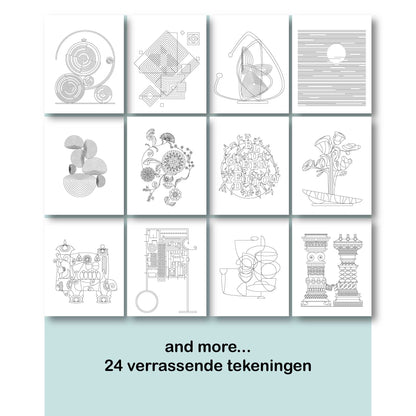 Een visualisatie, impressie, wat pagina's inhoud uit "(modern dutch) coloring book" nummer 1