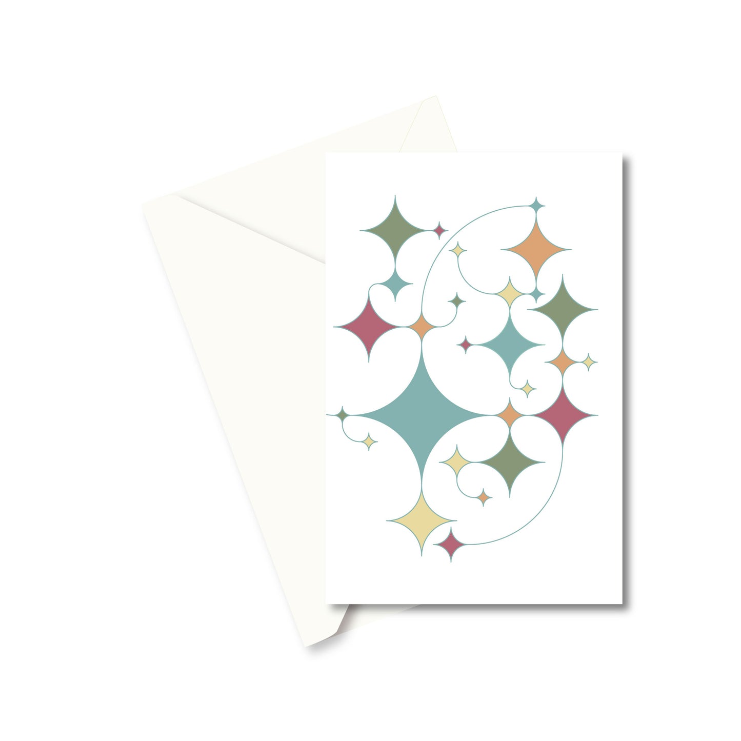 Productafbeelding wenskaart "rising stars (wit)" voorzijde met envelop