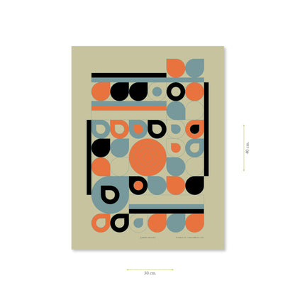 Productafbeelding poster "jardin orange" met aanduiding van het formaat erop weergegeven 30 x 40 cm