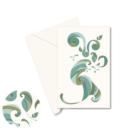 Productafbeelding wenskaart "sprankelende collage (groen) 2" voorzijde met envelop