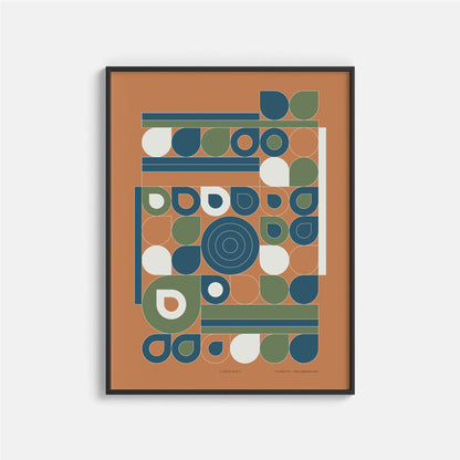 Productafbeelding poster "jardin bleu" 3de impressie foto ingelijst hangend aan een witte wand