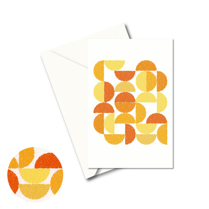 Productafbeelding wenskaart "ronde kleuren naar sienna oker" voorzijde met envelop