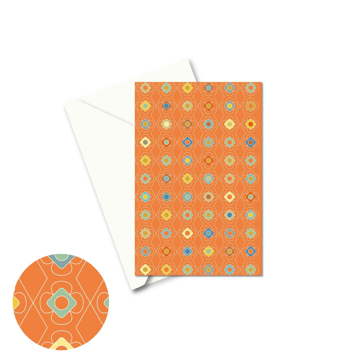 Productafbeelding wenskaart "kleur carrousel oranje" voorzijde met envelop