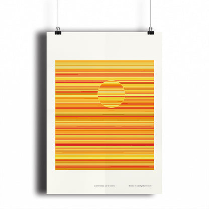 Productafbeelding poster "geen wolkje aan de lucht" hangend aan een witte wand, een overzicht foto