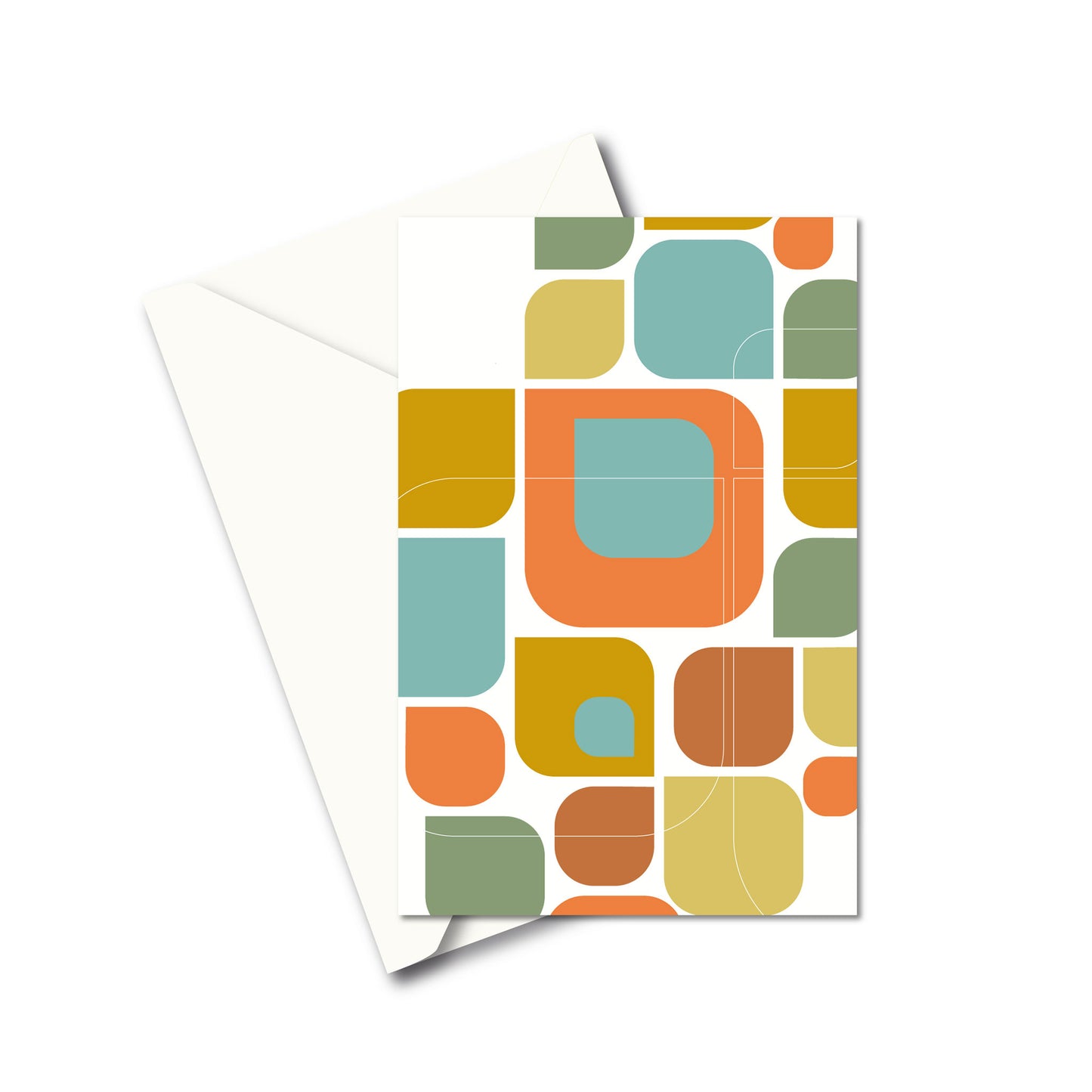 Productafbeelding wenskaart "kleurmotief op wit" voorzijde met envelop