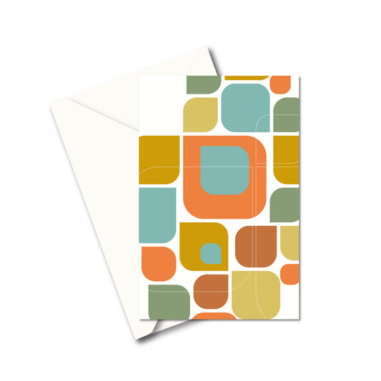Productafbeelding, wenskaart "kleurmotief op wit", de voorzijde met een envelop