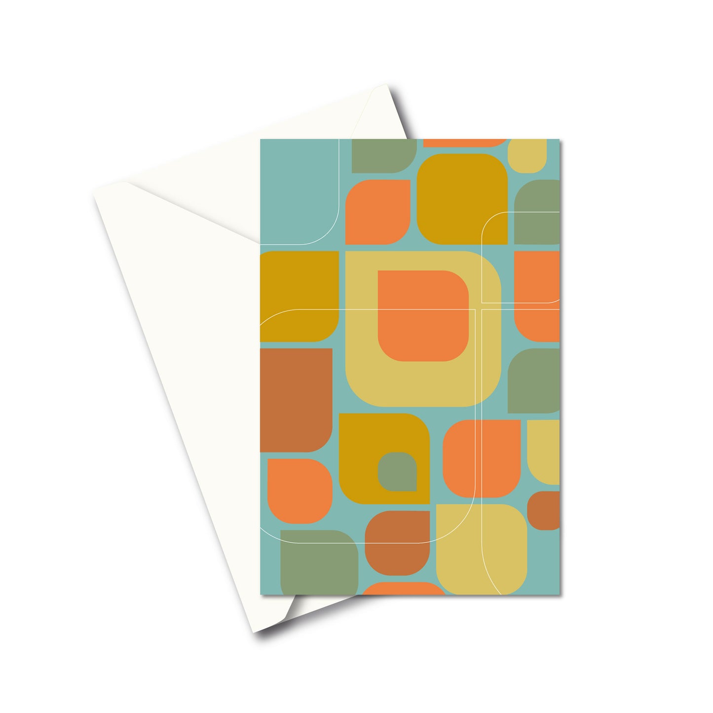 Productafbeelding, wenskaart "kleurmotief op zeegroen", de voorzijde met een envelop