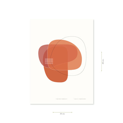Productafbeelding poster "vorm twee in terre rouge" met aanduiding van het formaat erop weergegeven 30 x 40 cm